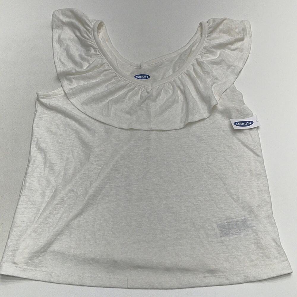 OLD NAVY Women’s Small White Linen Collared Tank Top